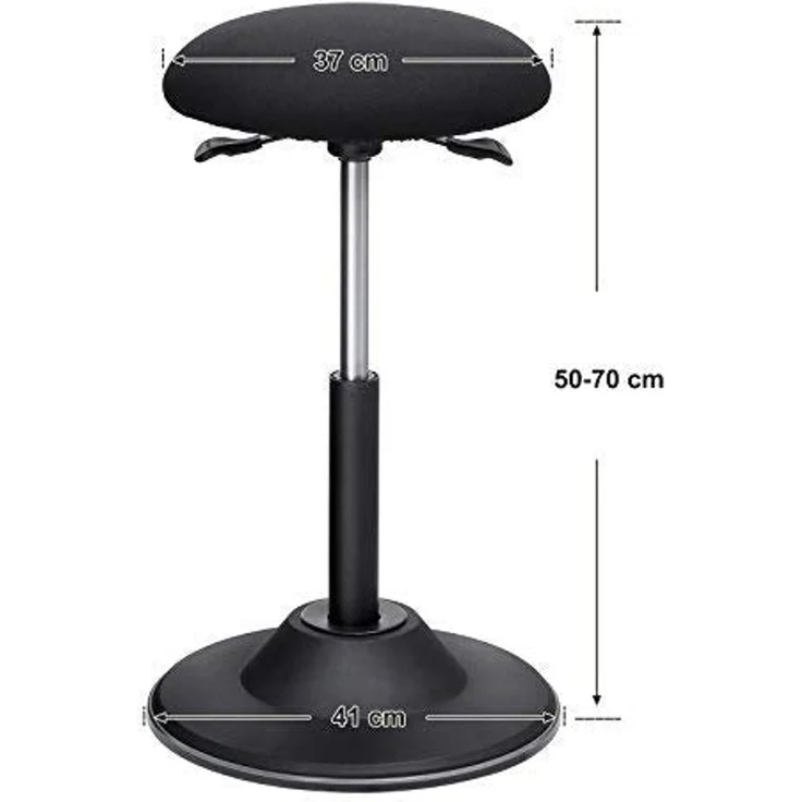 Höhenverstellbarer Bürohocker, ergonomischer Arbeitshocker, um 360° drehbarer Hocker, Sitzhöhe 50-70 cm, mit Anti-Rutsch-Bodenring OSC01BK – Bild 8