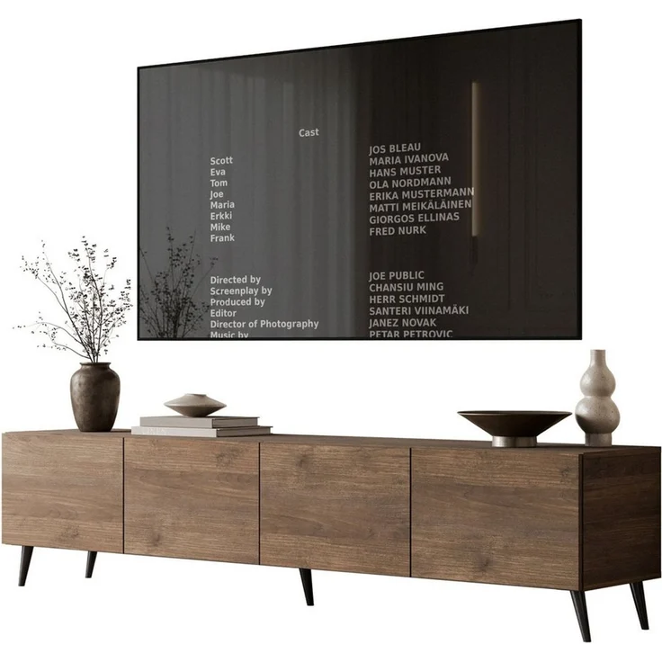 Lookway TV-Schrank COLGANTE in Nussbaum, 200 cm, auf hohen Füßen (2x TV- Schrank) 200 x 40 x 49 cm – Bild 1