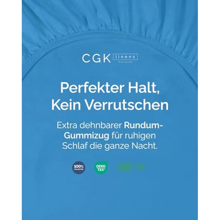 CGK Unlimited Spannbettlaken 120x190, Mikrofaser Spannbetttuch mit 40cm Ecktasche, farbecht und pflegeleicht, Königsblau – Bild 2