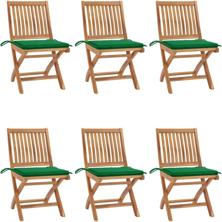 vidaXL Klappbare Gartenstühle mit Kissen 6 Stk. Massivholz Teak 3072839