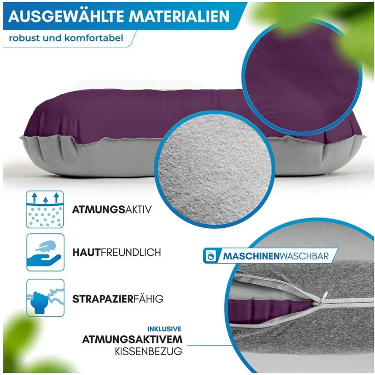 Nordmut Reisekissen aufblasbar & ergonomisch für Camping & Outdoor, kompakt & ultraleicht, Spar-Set, 1-tlg, Nordmut Rago + Kompressionsbeutel, Trekking, Schlafkissen für Nacht, waschbarer Bezug, Kompressionsbeutel – Bild 3