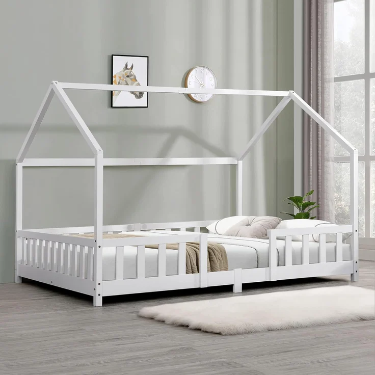 Kinderbett Sisimiut 140x200 cm mit Rausfallschutz Weiß [en. casa] – Bild 3