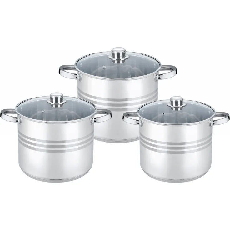 Cheffinger Kochtopf Pfannen Topfset Glasdeckel 6-tlg Induktion Edelstahl CF-SP4
