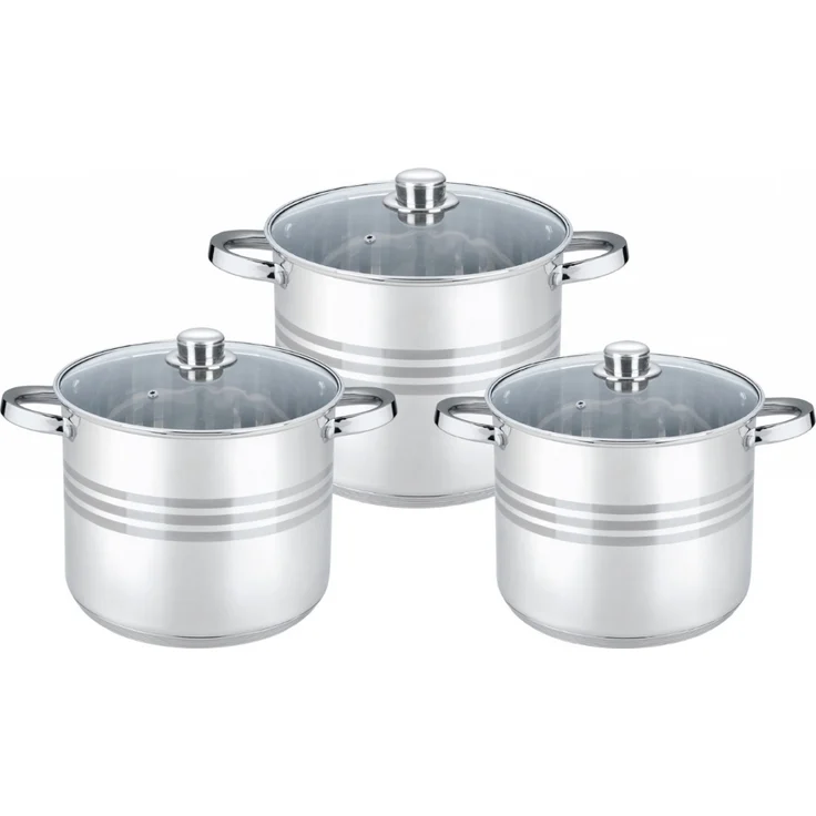 Cheffinger Kochtopf Pfannen Topfset Glasdeckel 6-tlg Induktion Edelstahl CF-SP4