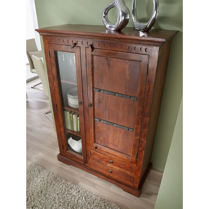 Vitrine Akazie 110x45x155 nougat lackiert OXFORD #425 – Bild 3