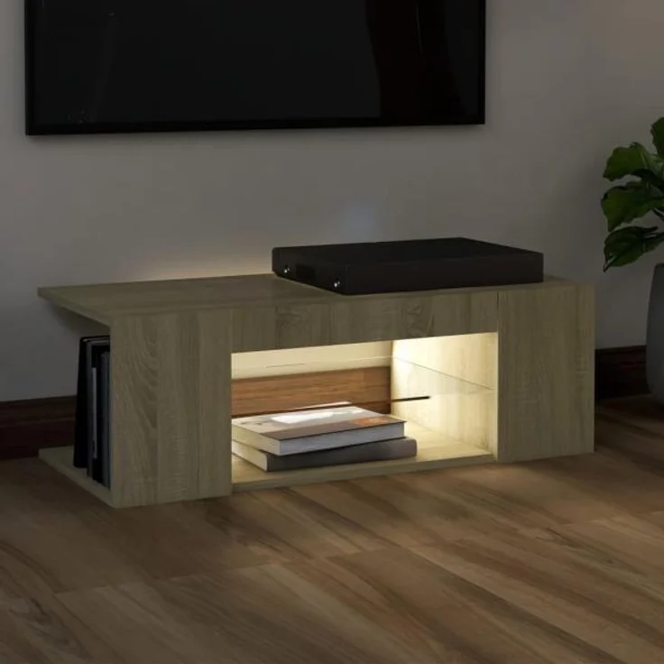 vidaXL TV-Schrank mit LED-Leuchten Sonoma-Eiche 90x39x30cm 804241 – Bild 2