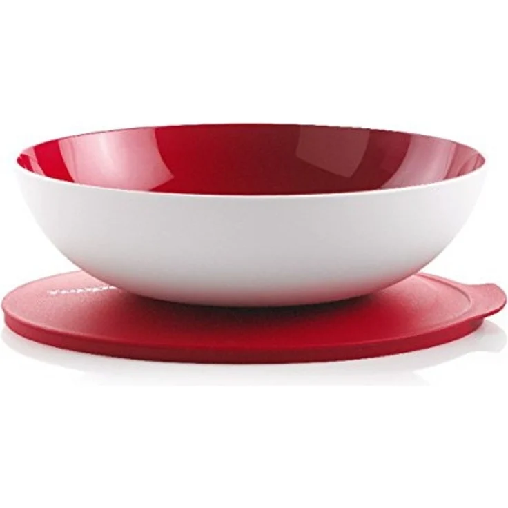 TUPPERWARE Servierschale Tupperware Allegra Schale 1,5 Liter in bordeaux rot/weiß – Bild 2