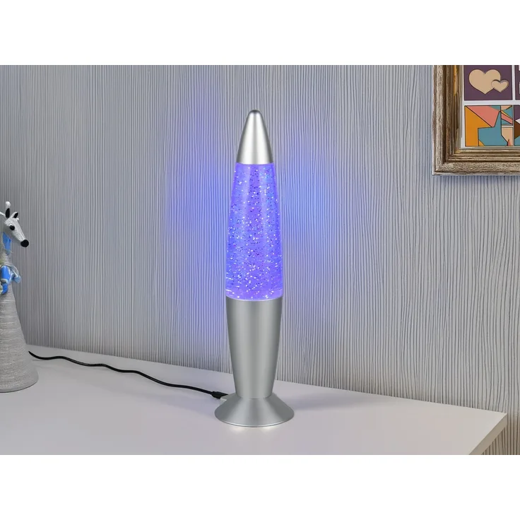Deko LED RGB Tischleuchte mit Glitzer Batterie- oder USB betrieben, Höhe 34,5cm