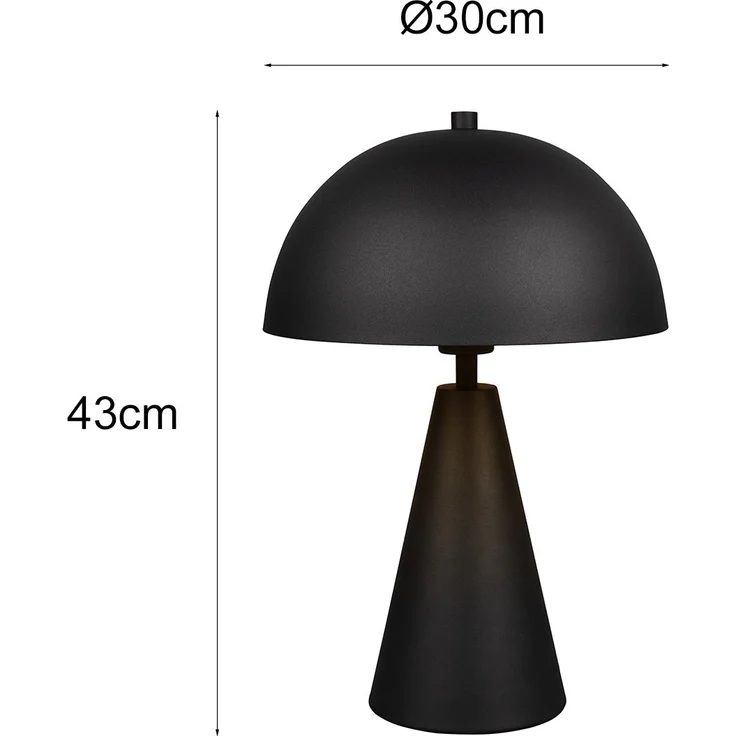 Große LED Tischleuchte in Pilzform aus Metall Schwarz, Höhe 43cm – Bild 4