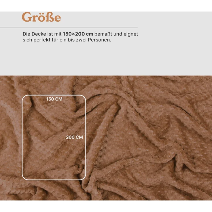 Kuscheldecke Cashmere Touch 150x200cm (Caramel) 250g/m² - Flauschige Wohndecke für Sofa, Couch und Bett, Tagesdecke Oeko-TEX - Sofaüberwurf – Bild 3
