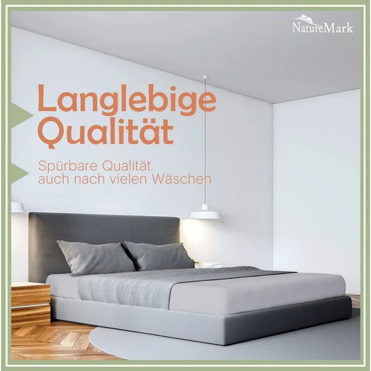 NatureMark Spannbettlaken Mikrofaser Spannbetttuch, Polyester, Gummizug: rundum, viele Größen und Farben Markenware, 120x200 cm, Silber grau – Bild 4