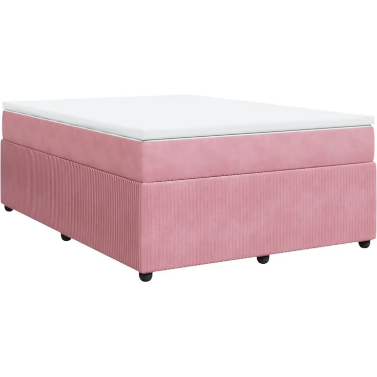 vidaXL Boxspringbett mit Matratze Rosa 140x190 cm Samt 3285643 – Bild 2