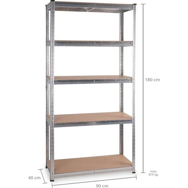 Stagecaptain Schwerlastregal Lagerregal - 5 variabel montierbare Böden - auch als Werkbank umbaubar, 2er Spar-Set 2-tlg, Tragkraft pro Boden: 175 kg, gesamt 875 kg