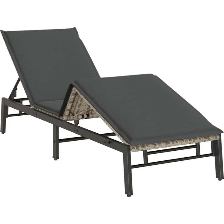 vidaXL Sonnenliege mit Auflage Hellgrau Poly Rattan 4104084 – Bild 4