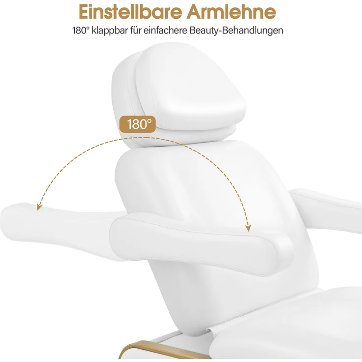 BarberPub Kosmetikliege Elektrisch mit 2 Motoren, Kopfstütze 16 cm ausziehbar, 180° Drehbare Armlehnen, Massageliege 80cm breit, Tattoo Liege für SPA Salon 0739 – Bild 6