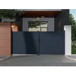 Vente-unique - NAZARIO Eingangstor Metall Grau - B 4,6 cm x H 176 cm x L 392 cm