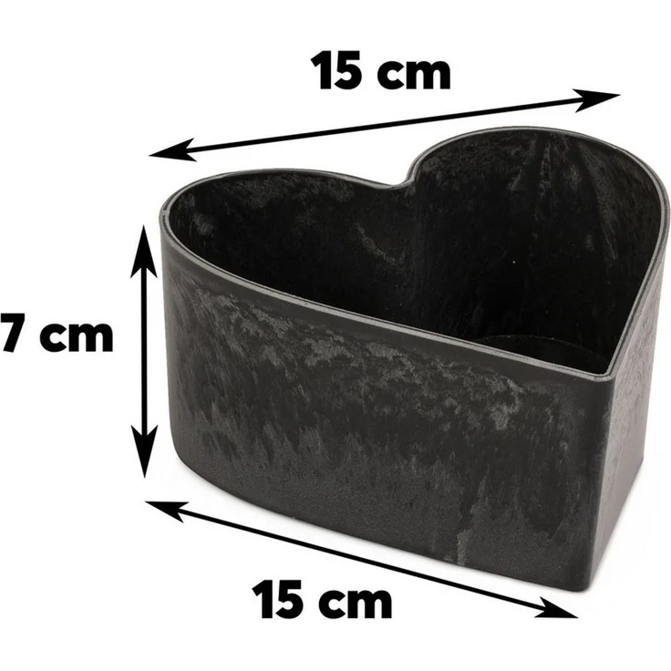 matches21 HOME & HOBBY Blumentopf Herz Pflanzschalen für draussen 3er Set schwarz marmoriert in 26 cm (3 St), Blumen-Schale als wetterfeste Friedhof-Schale Grab-Schmuck Grabschale – Bild 1