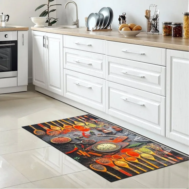 Carpetia Küchenläufer Küchenteppich Modern, rechteckig, Höhe: 5 mm, rutschhemmender Rücken, pflegeleicht, robust