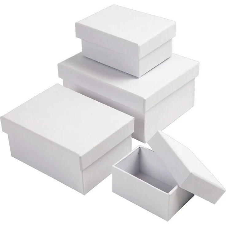 creativ company Aufbewahrungsbox creativ company Boxen rechteckig mit Deckel weiß 4 Größen