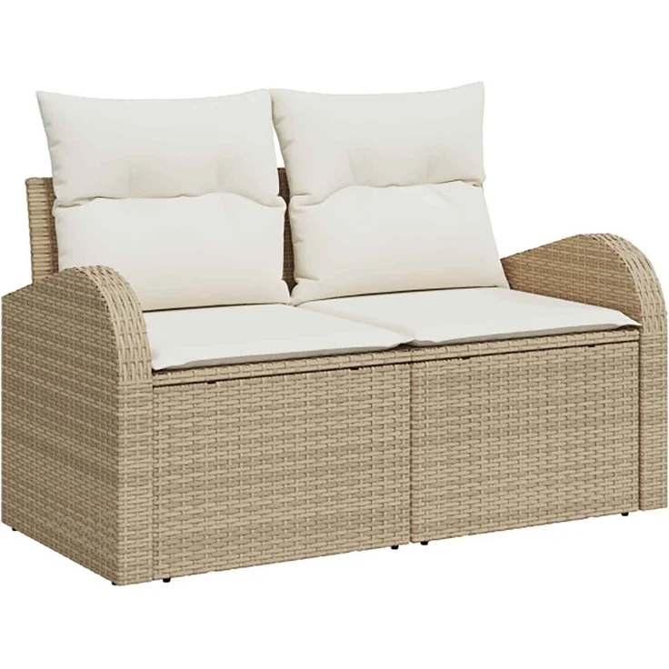 vidaXL Sofa Set 5 stk. Beige und Cremeweiß Polyrattan und Stahl 3447782 – Bild 3