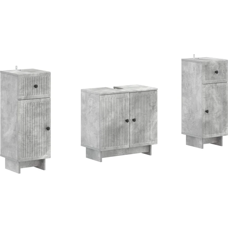vidaXL 3-teiliges Badezimmer-Schranksystem EDE 3 stk. Betongrau 3417984 – Bild 2