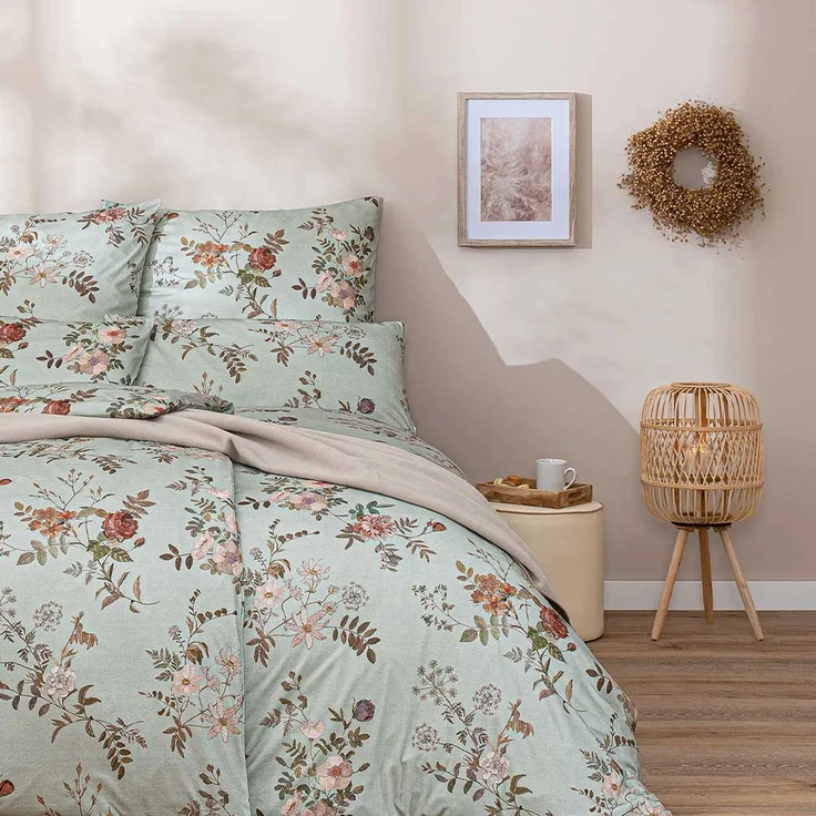 Estella Interlock Jersey Bettwäsche Perla 6913-532 Blumen Mint 135x200 – Bild 5