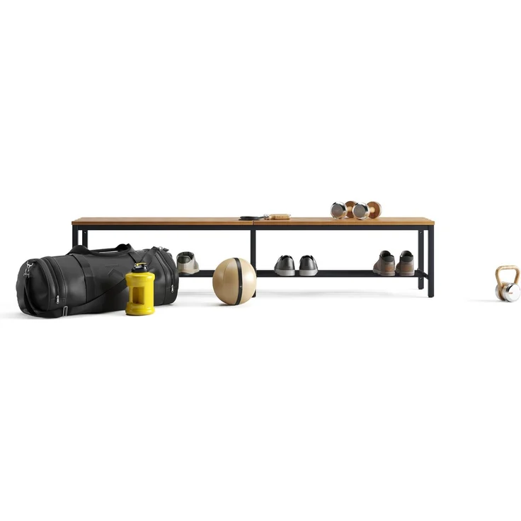 furni24 Bank Umkleidebank, Sitzbank für Umkleideräume mit Schuhrost BxHxT: 200 x 42 x 40 cm, Umkleidesitzbank, Umkleidebank, Garderobenbank, Sportbank, Bank mit Echtholz für Fitnessstudio – Bild 5