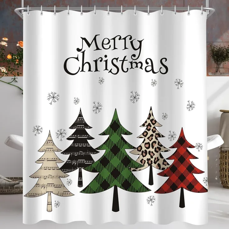 Duschvorhang Weihnachtsbaum 180x200cm Antischimmel Textil