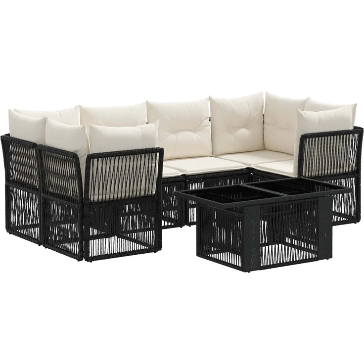 vidaXL Gartensofa-set 7 stk. Schwarz 100 x 55 x 73 cm Poly-Rattan 3436423 – Bild 2
