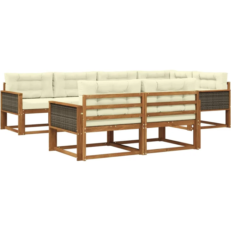 vidaXL Outdoor-Sofagarnitur 8 stk. 7-Sitzer Natur und Creme 3382638 – Bild 2