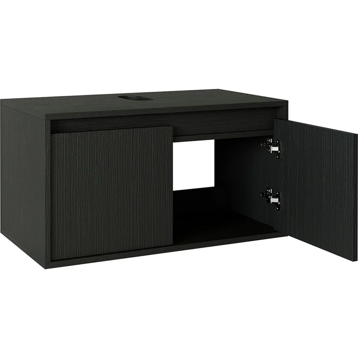 Roomart ATLANTIC-85 Badmöbel - nur Unterschrank - H 45 x B 45 x T 85 cm • Schwarz-Eiche – Bild 3