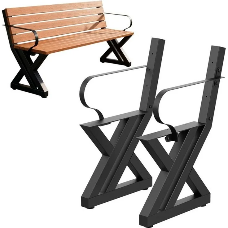 DanDiBo Sitzbank Bankgestell mit Lehne 2x Metall Schwarz Set DIY Bank Füße Bankkufen – Bild 4