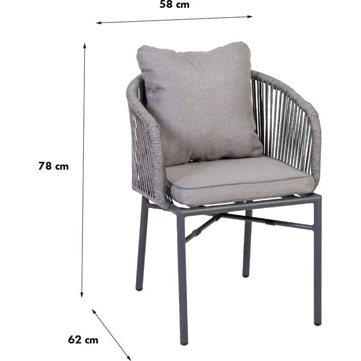 greemotion Stapelsessel Calgary, Gartenstuhl, komfortabel, Aluminium, inkl. Kissen, silber/grau – Bild 11
