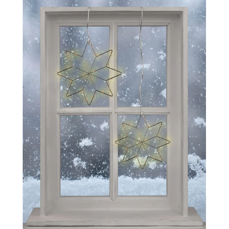 Idena LED Stern Kristall, LED fest integriert, warmweiß, 3er Set, mit Timer, für Innen und Außen, Weihnachtsdeko – Bild 7