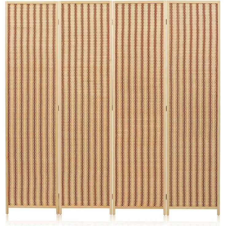 Makika Trennwand / Raumteiler aus Holz / Bambus Faltbar - Natur Braun – Bild 4