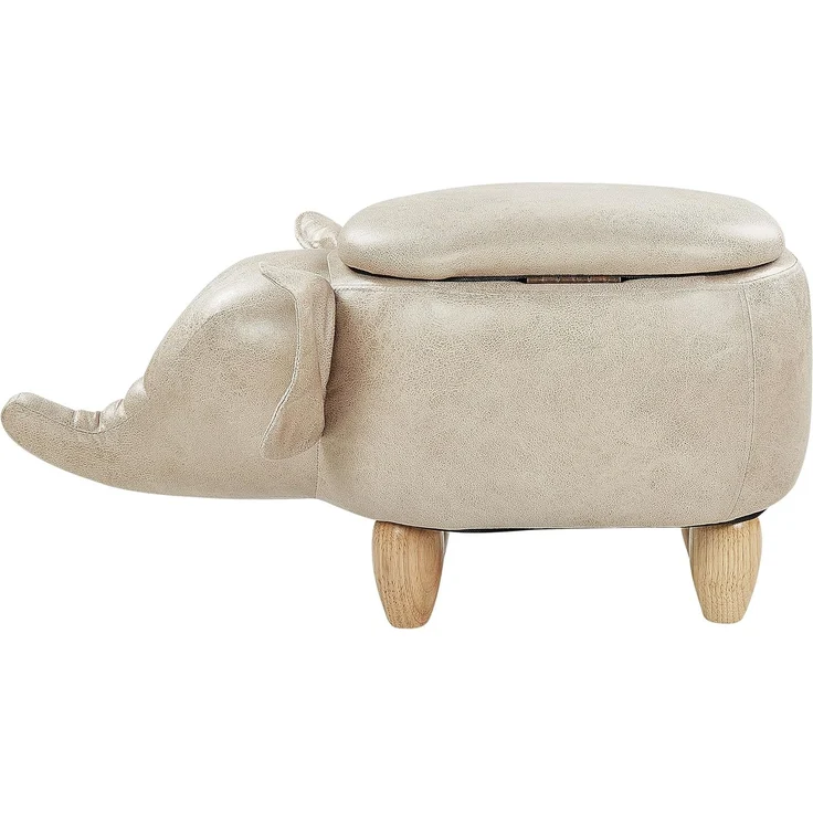 Beliani 'Elephant' Hocker, Kunstleder taupe, 70 x 35 x 32 cm – Bild 5