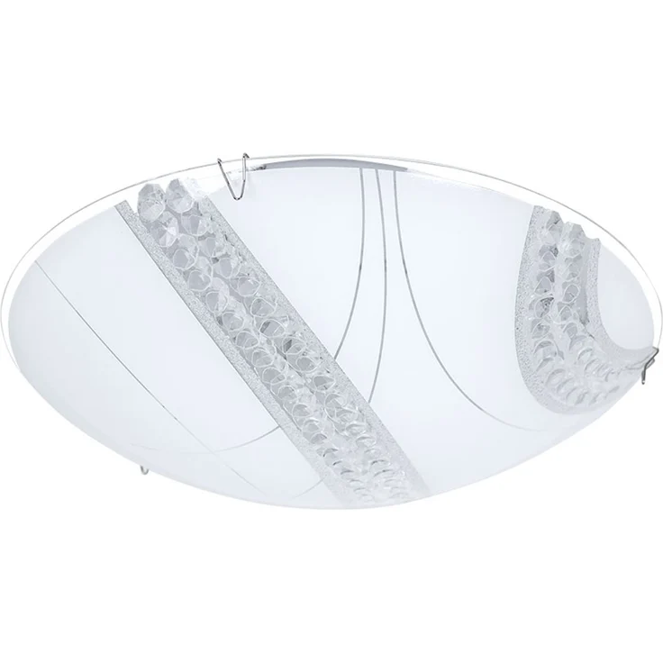 LED Deckenleuchte, Kristalle klar, Glas satiniert, D 30 cm – Bild 1