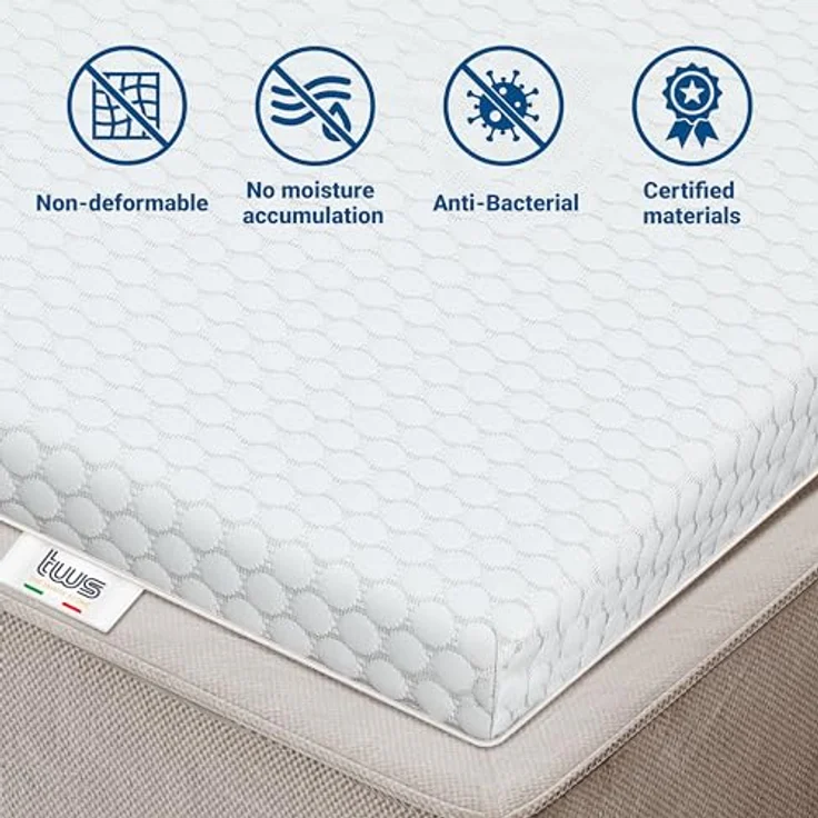The White Stone Matratzen Topper 80x210cm, antimykotisch, Orthopädische Matratzenauflage aus Memory Foam H3, belüftet, 6 cm gepolstert, abnehmbarer Bezug, waschbar – Bild 4