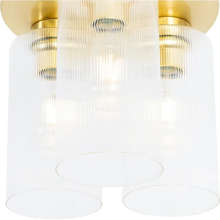 Qazqa Deckenleuchte Laura, ohne Leuchtmittel, E27, Gold, Art Deco, Glas, 1-flammig – Bild 3