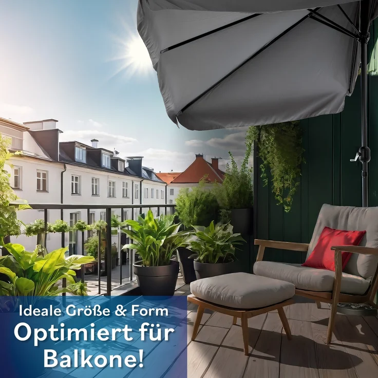 EASYmaxx Sonnenschirm rechteckig, 230 x 140 cm für Balkon und Terasse, mit praktischer Handkurbel & Sonnenschutz UV-Schutz 40+ – Bild 2