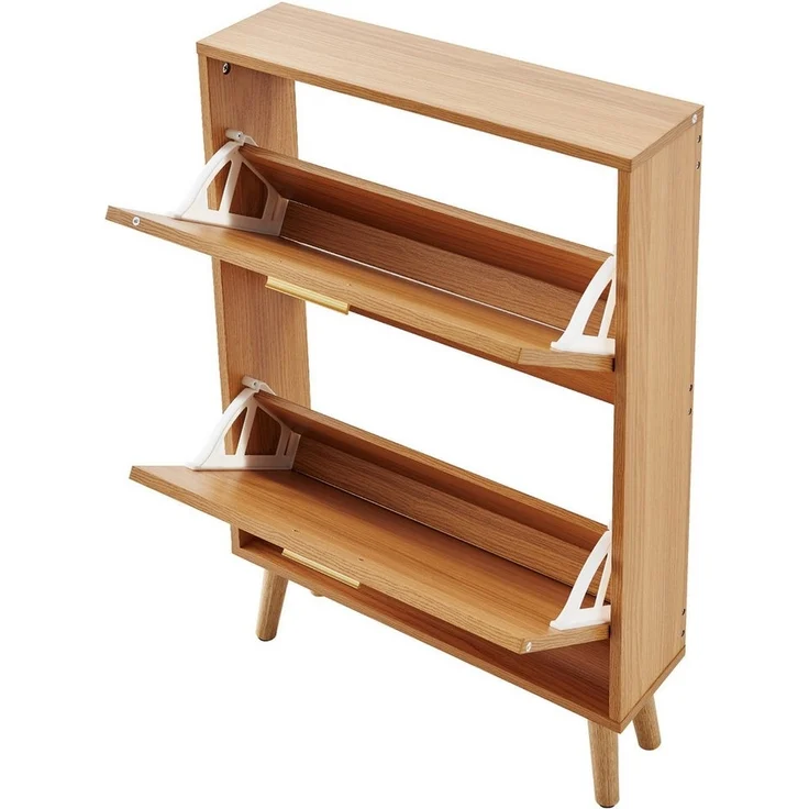 VEVOR Schuhschrank 600 x 168 x 877 mm Schuhkipper mit 2 Klappen + oberem Staufach – Bild 2
