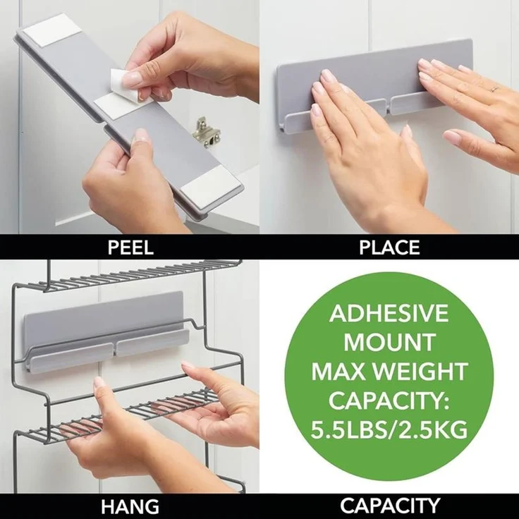 mDesign Gewürzregal Küchenregal Organizer selbstklebend 3 Ebenen Metall Graphit – Bild 6