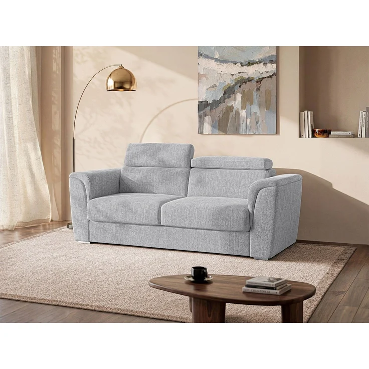 Vente-unique - RIZORA - Schlafsofa - Plastik - Kunststoff (PVC) - Hellgrau - 210 x 223 x 95 cm – Bild 2