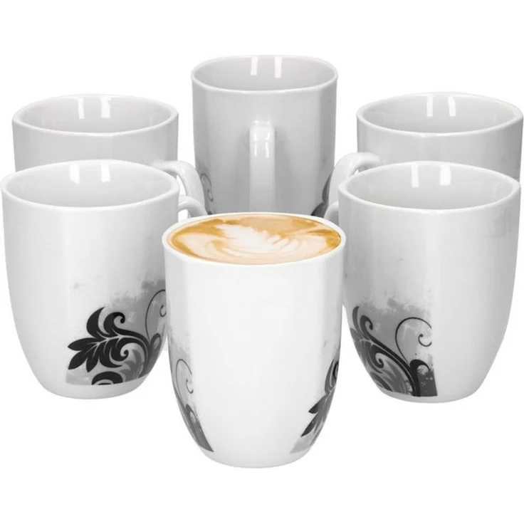 van Well Becher 6er Set Kaffeebecher Black Flower 33cl, Porzellan – Bild 3