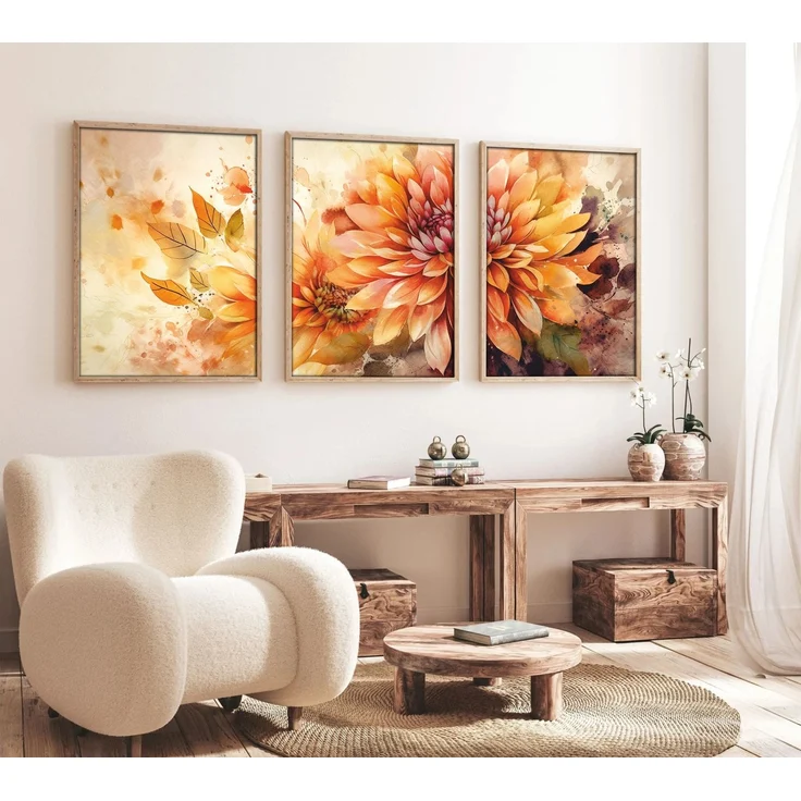 Wallity Dekoratives gerahmtes MDF-Gemälde (3-teilig), Mehrfarbig, 70 x 50 cm – Bild 3