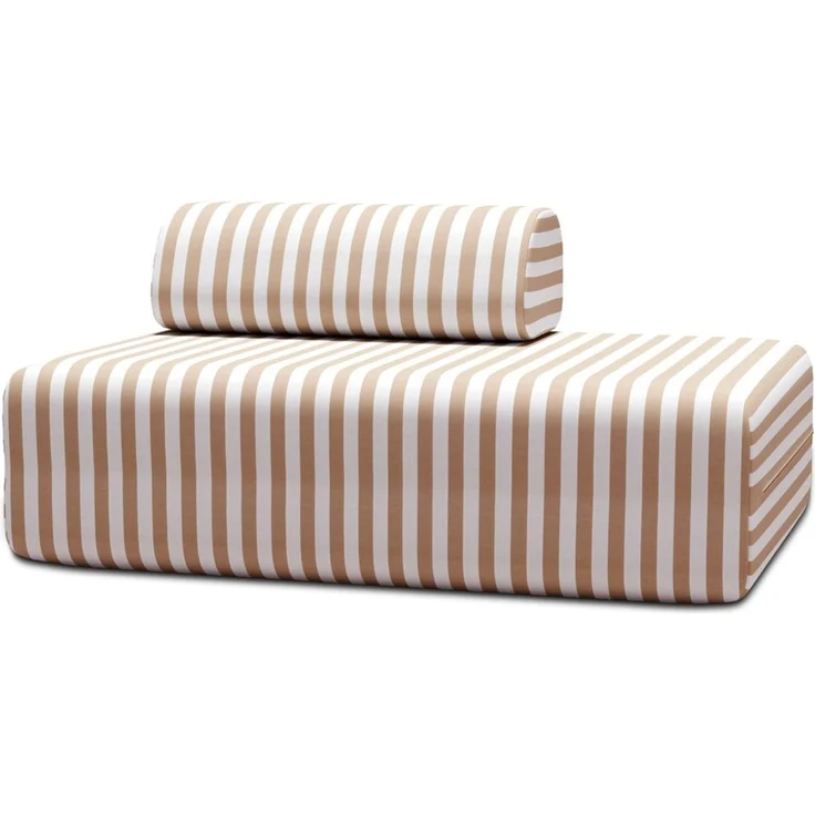 2-Sitzer-Gartensofa mit Streifen, weiß und braun – Bild 1