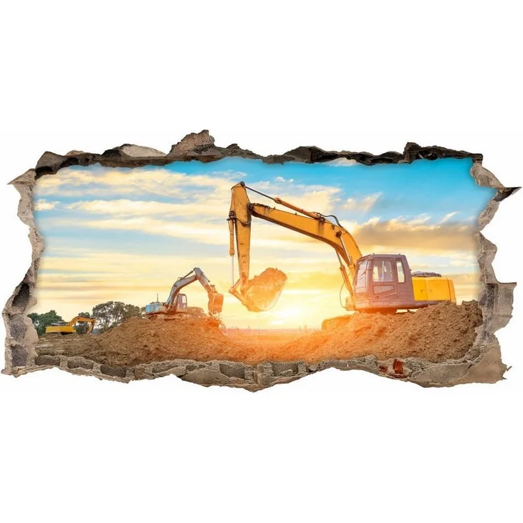 nikima Wandtattoo 177 Wandtattoo Bagger - Loch in der Wand - 750 x 380 mm (PVC-Folie), in 6 vers. Größen – Bild 5
