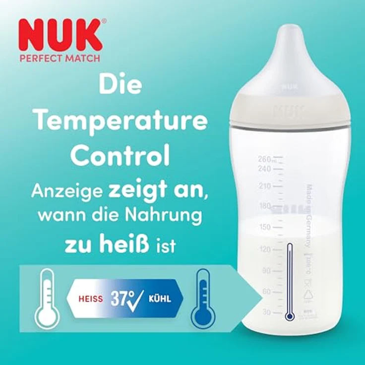 NUK Perfect Match Babyflasche | 3+ Monate | 260 ml | Anti-Kolik-Babyflasche | PP | Temperature Control Anzeige | Disney Tigger | 1 Stück – Bild 8