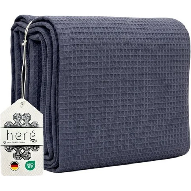 herémood Tagesdecke aus 100% Baumwolle – Elegante Waffelpique Wohndecke 180x220 cm, weiche, Kuscheldecke für Sofa & Bett, atmungsaktiv & pflegeleicht – Mintgrün – Bild 4