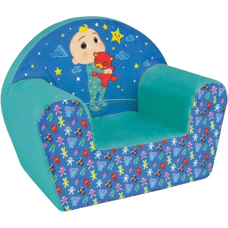 Fun House 713621 COCOMELON JJ Clubsessel Herkunft Frankreich Garantie für Kinder L 52 x T 33 x H 42 cm, Schaumstoff, blau, S